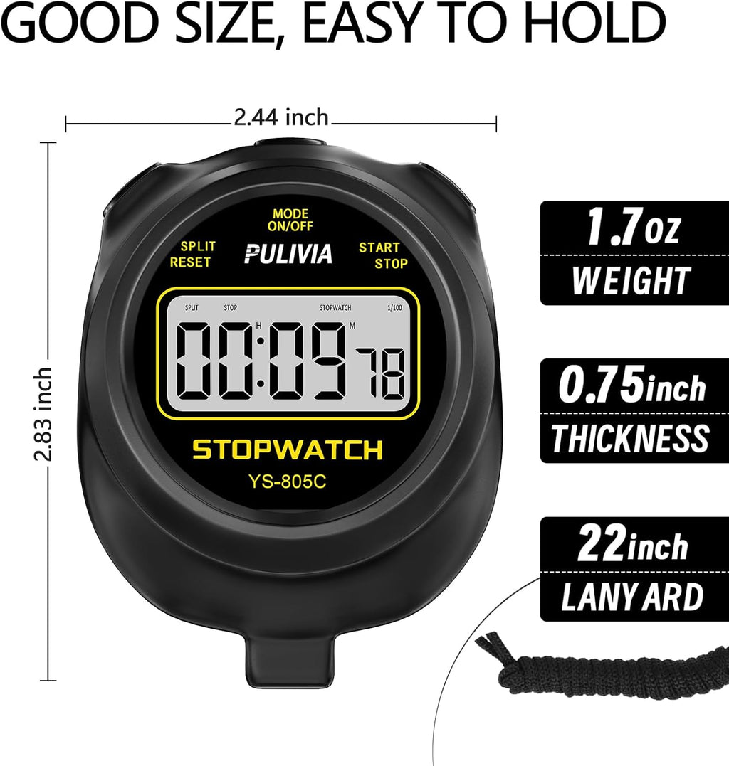 Skiennix Stopwatch Timer - Digital Countdown Timer with Alarm Button & Sound - Black