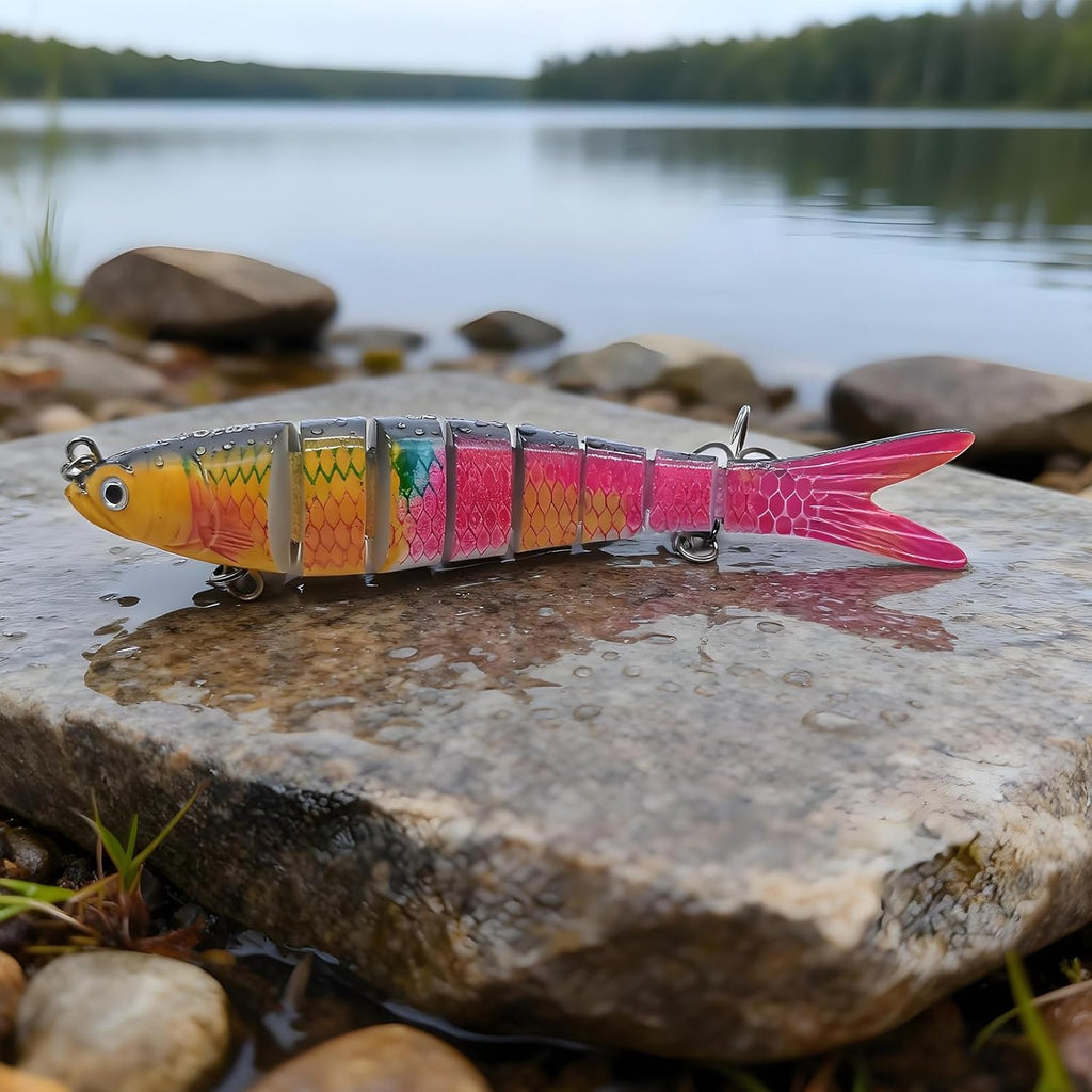 Skiennix Fishing Lures - Lifelike Top Water Swimbait for Freshwater & Saltwater | 8 Segmented Design for Bass, Salmon, Trout & More
