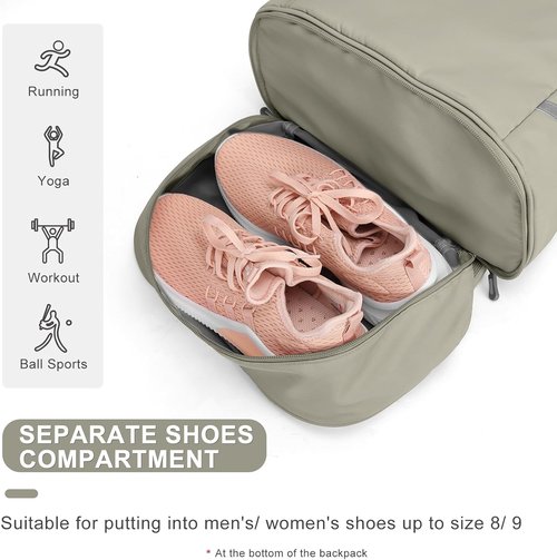 Coofay Gym Backpack - Waterproof Travel Bag with Shoe Compartment | Lightweight Sports Backpack for Women