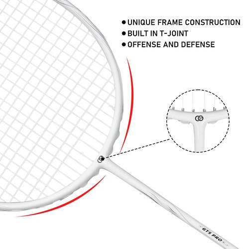 OGEENIER Badminton Racket Carbon Fiber, 4U, 30LBS, Lightweight Badminton Racquet for Beginners, Includes Badminton Grip and Bag