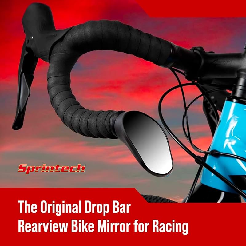 Sprintech Drop Bar Mirror Set - Black Pair for Road Drop Handlebars, Swiss-Made