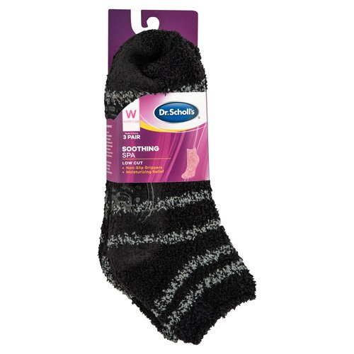 Dr. Scholl's Women's Soothing Spa Gripper Low Cut Socks 3 Pair Pack, Black/Grey, Women's Shoe Size: 4-10