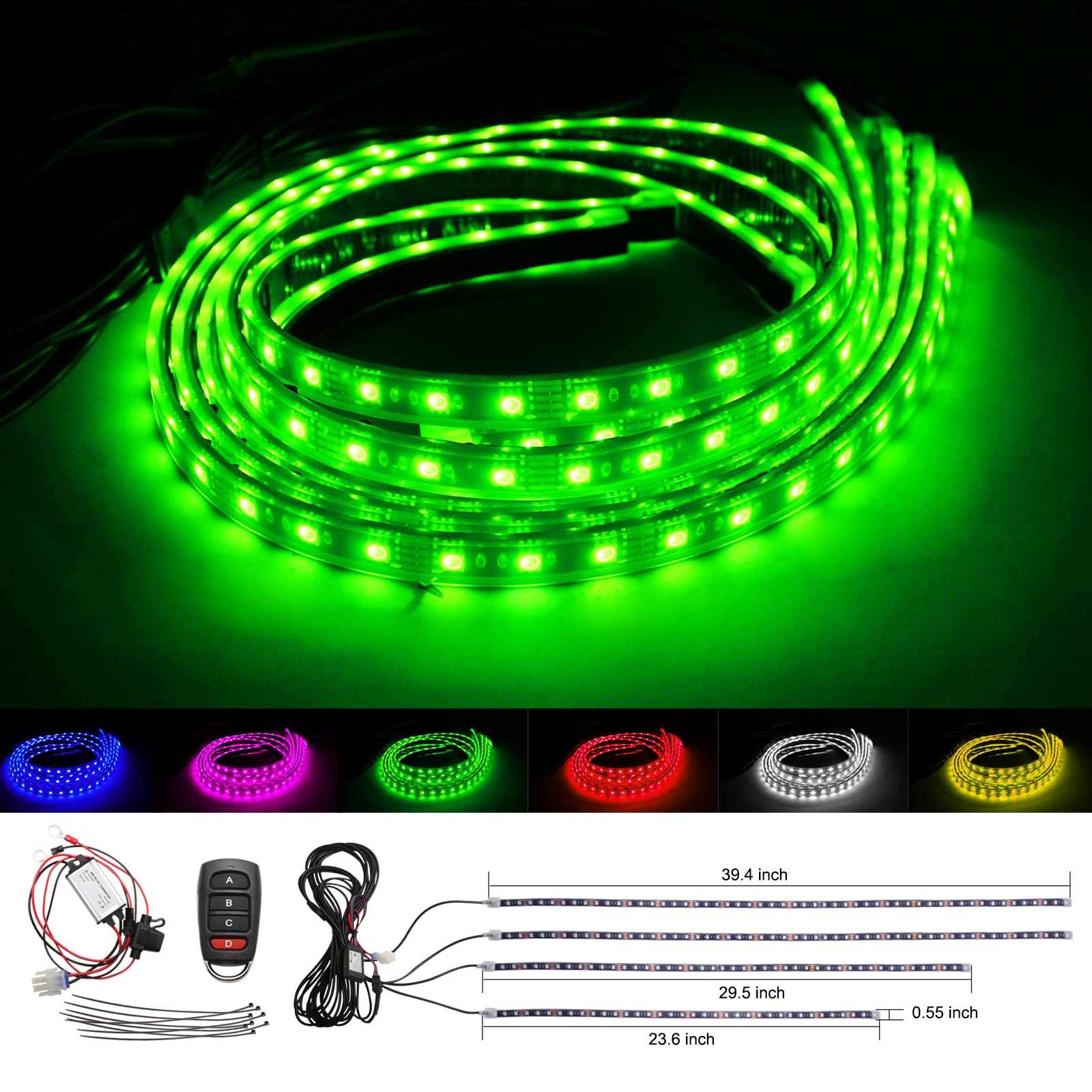 Roykaw Golf Cart Underglow Accent Neon Lighting Kit Standard Million Color LED for EZGO/Club Car/Yamaha Models, Water Resistant Flexible Tubes and Remote Control/APP Control