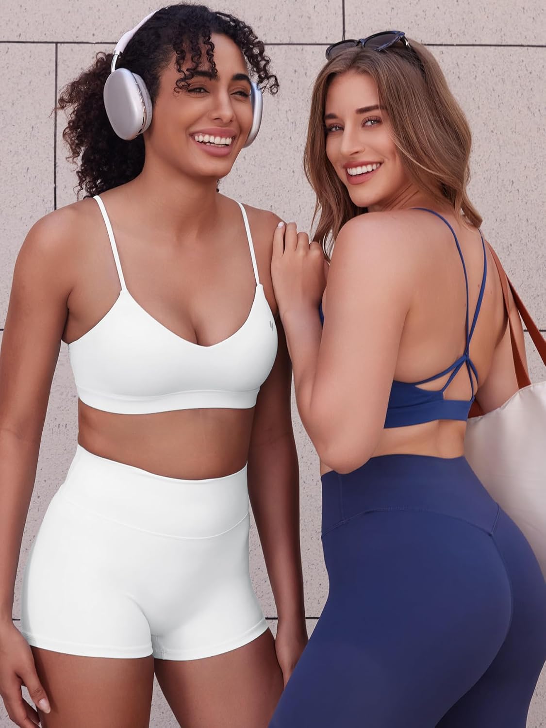 YEOREO Yaciny Y-Back Sports Bra for Women | Strappy V-Neck Padded Gym & Yoga Top