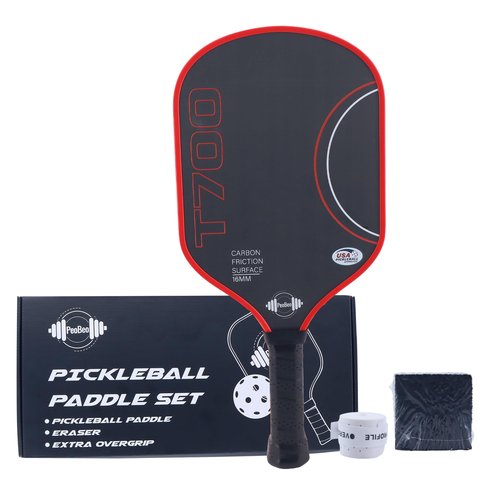 T700 Raw Carbon Fiber Pickleball Paddle – 16mm Rev-Core Power Polymer Core, Charged Carbon Surface for Ultimate Spin & Control – Sweat-Absorbing Anti-Slip Grip, USAPA Approved