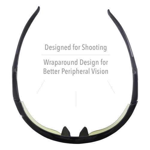 Howard Leight R-02215 Acadia Shooter's Safety Eyewear, Amber Lens, Black Frame, Uvex Treme Plus Anti-Fog Coating