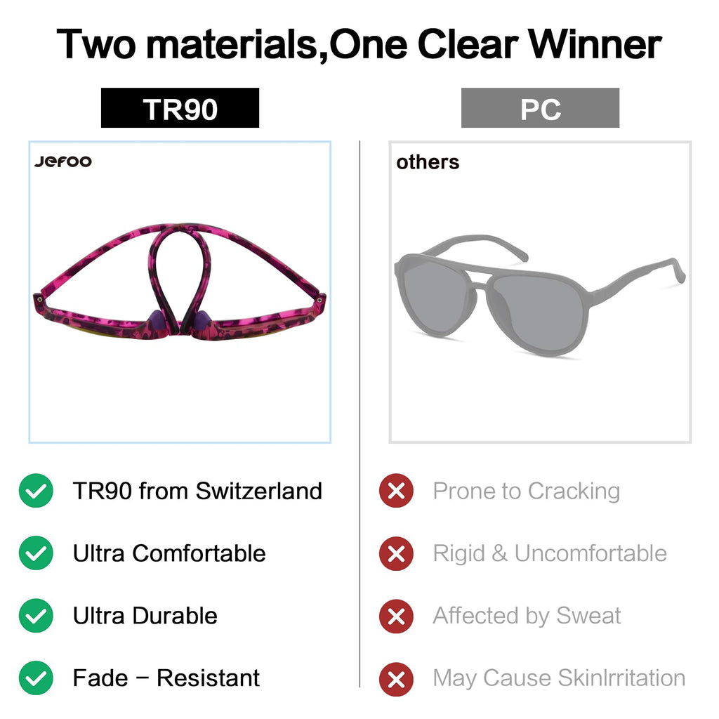 Jefoo Polarized Aviator Sunglasses for Women Men Retro Trendy Sports Sunglasses for Outdoor UV400 Protection