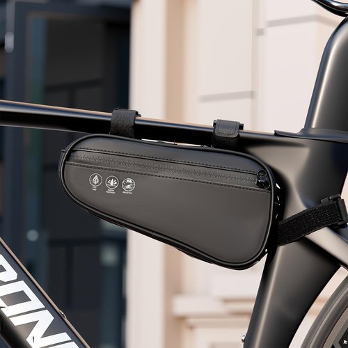 OFFBONDAGE Bike Frame Triangle Bag, 1.2L Water-Resistant Top Tube Bag with Dual Side Pockets, Reflective Cycling Storage Pouch, Multi-Angle Mount for Road, MTB, and Ebike Accessories