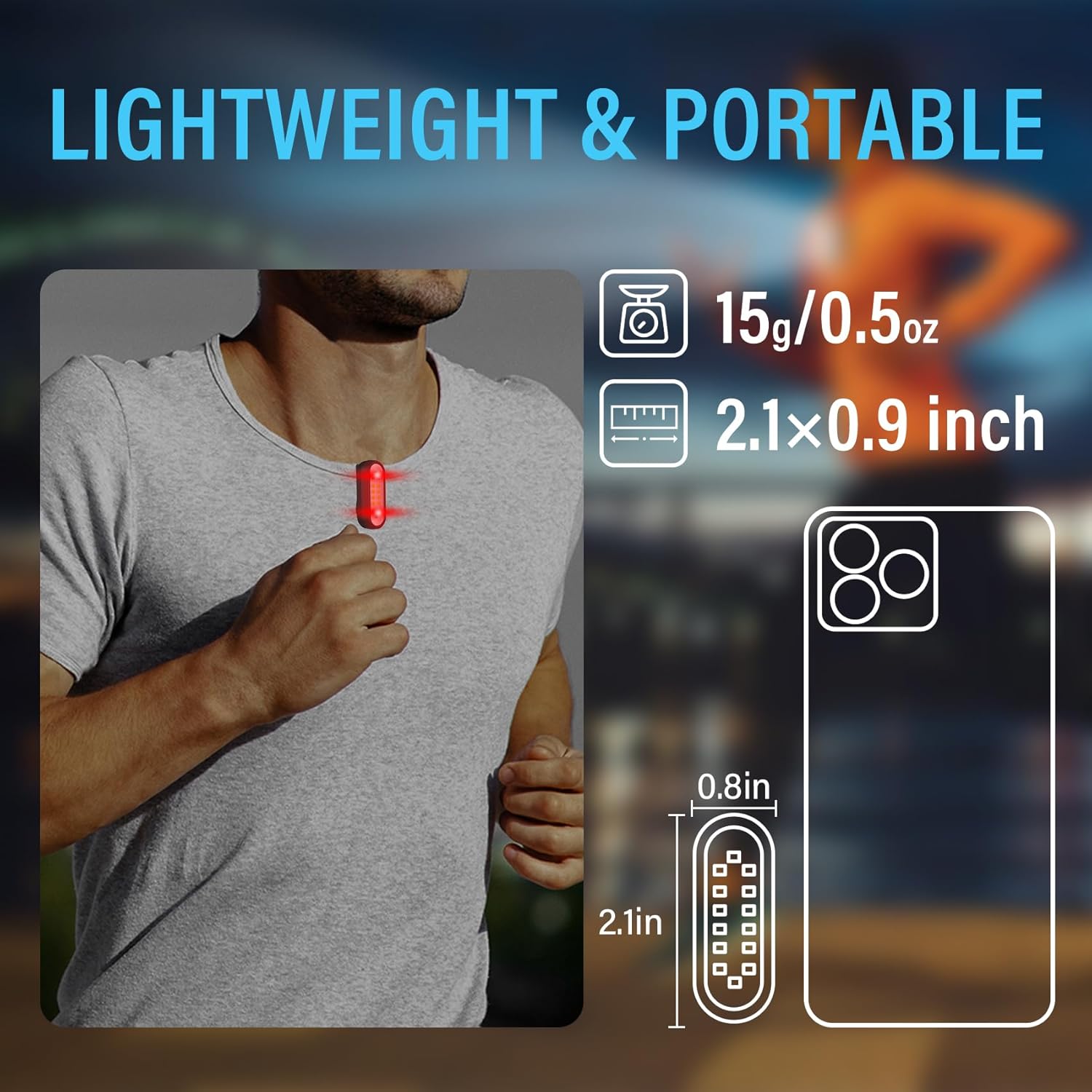 Yaklim Running Light - 2 Pack Rechargeable Clip-On Flashlights for Night Safety | Hands-Free LED for Runners