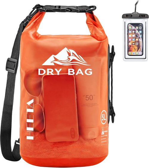 HEETA Waterproof Dry Bag - Lightweight Roll Top Storage Backpack with Phone Case | 5L/10L/20L/30L/40L Options for Travel, Swimming, and Camping