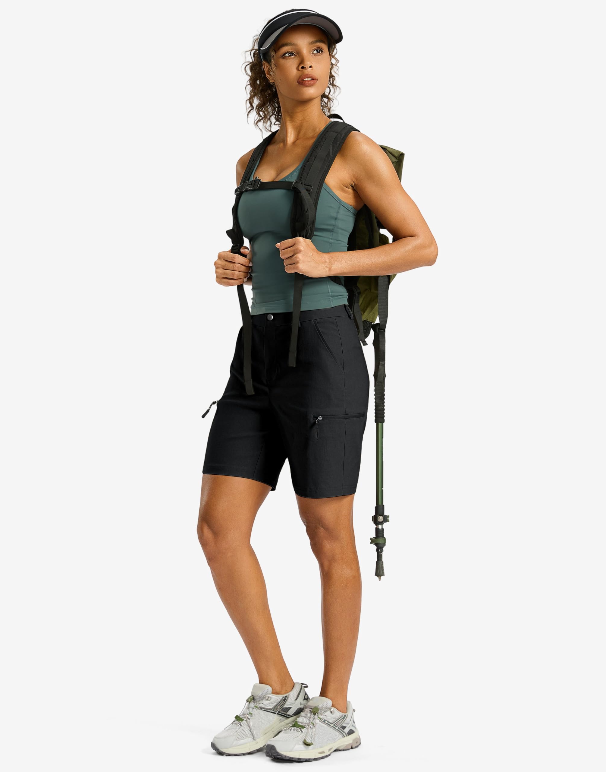 G Gradual Women's 7" Hiking Cargo Shorts Quick Dry Lightweight Golf Outdoor Work Summer Travel Shorts with Pockets(Black,L)