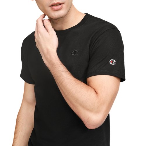 Champion mens Classic Jersey Tee Shirt, Black, Large US