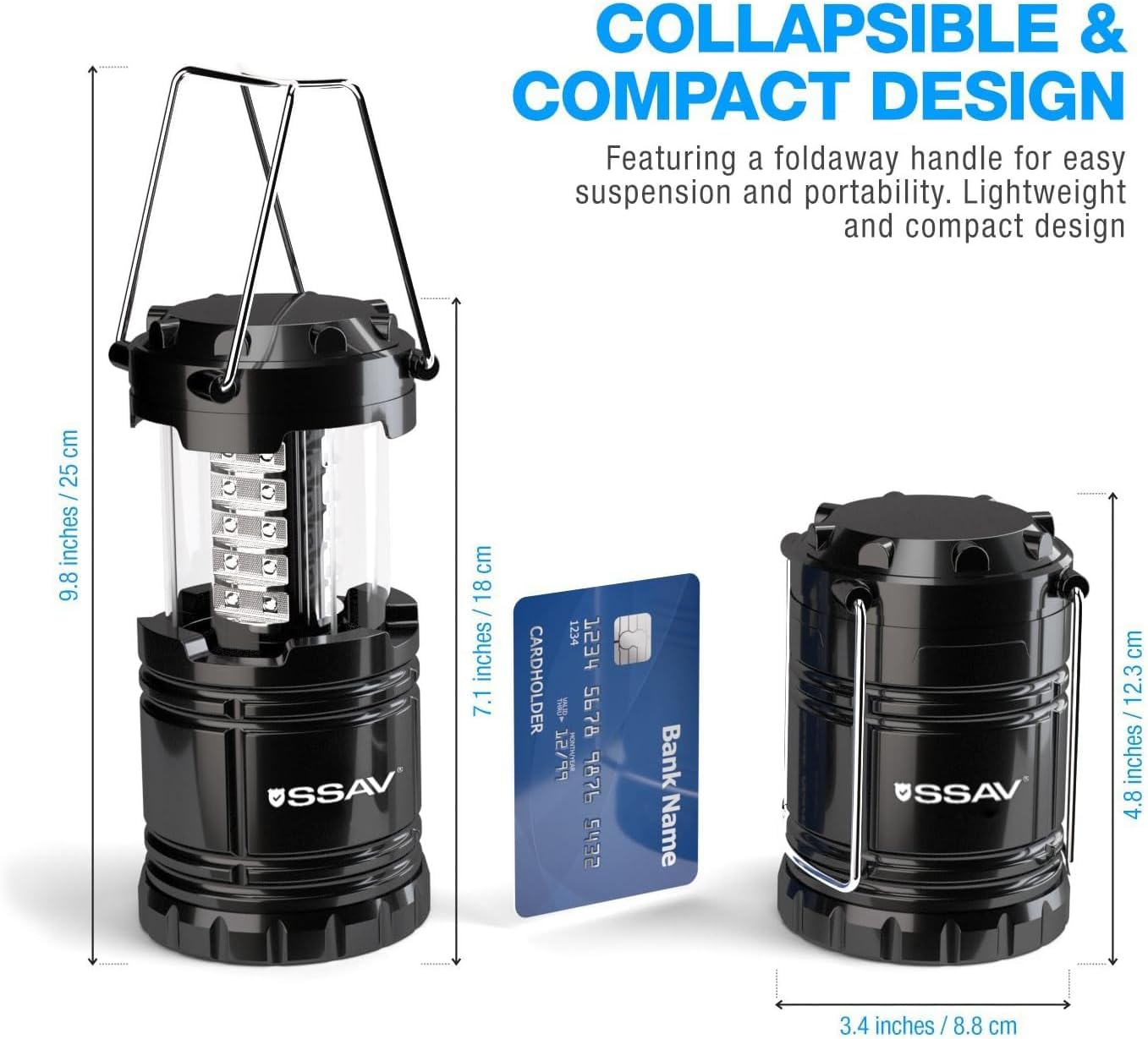 Skiennix LED Camping Lantern - Portable Emergency Light for Hurricane Survival | 4 Pack Black