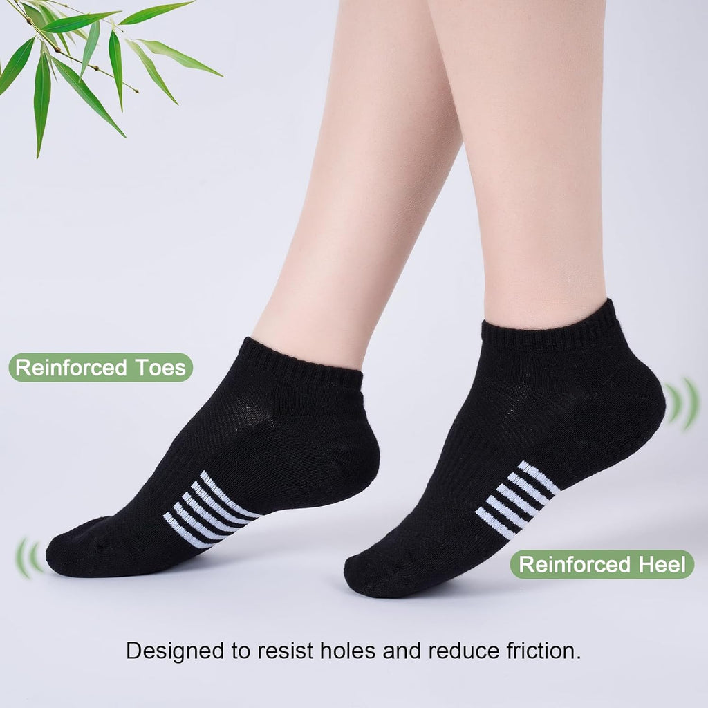 Skiennix Ankle Socks for Women - 6 Pairs Bamboo Viscose, Breathable & Moisture-Wicking, Low Cut