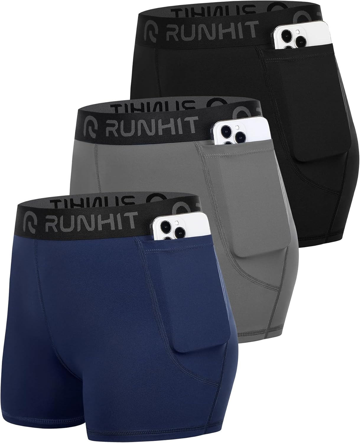 Runhit 3" Volleyball Shorts - Women's Compression Spandex Shorts for Workout & Yoga | 3-Pack Set