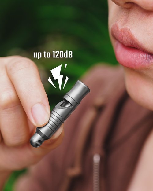 KeyUnity KA56 Titanium Whistle for Emergency Survival Hiking Camping and Everyday Carry Keychain Whistle 120dB Loud Clear Sound Lightweight Portable Outdoor Gear