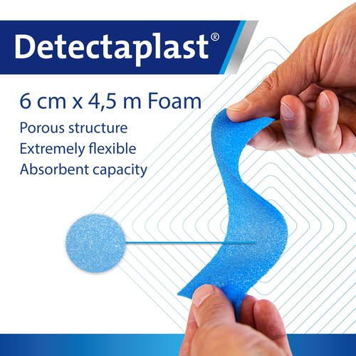 Detectaplast Wound Dressing, self-Adhesive Dressing for Wounds and Injuries, Waterproof Bandaid roll for Food handling, Super Elastic, 2,36 x 177 inches