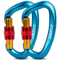 STURME UIAA Certified Climbing Carabiner Clips, 2 Pack 25KN(5623lbs) Screwgate Locking Carabiner Heavy Duty Caribeener Clips, Large Carabiner D Ring for Rock Climbing & Mountaineering