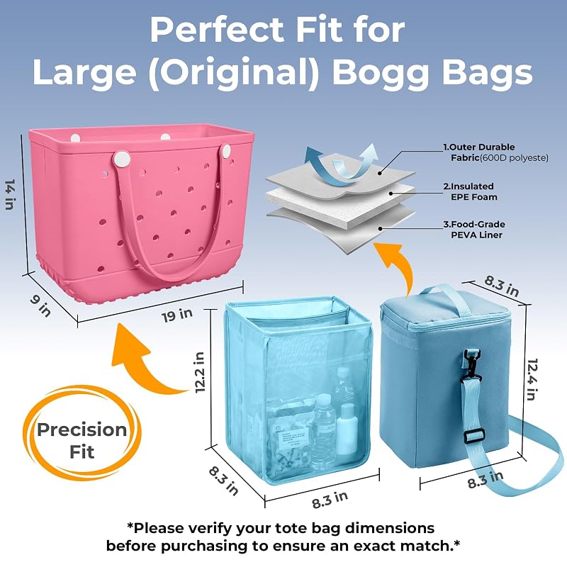 Blue Bogg Bag Cooler Insert 2-in-1 Cooler & Mesh Organizer for Large Bogg Bags