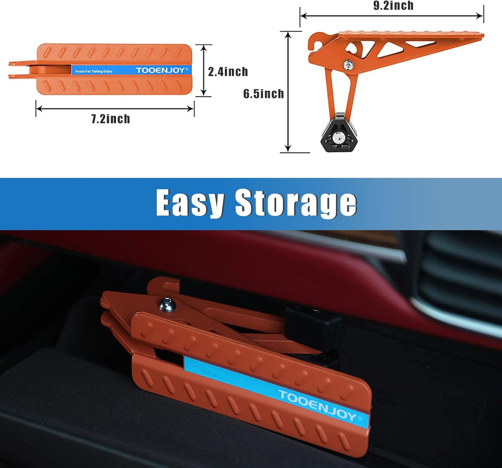 TOOENJOY Universal Fit Car Door Step - Foldable Roof Rack Pedal Ladder for Easy Rooftop Access (Orange)