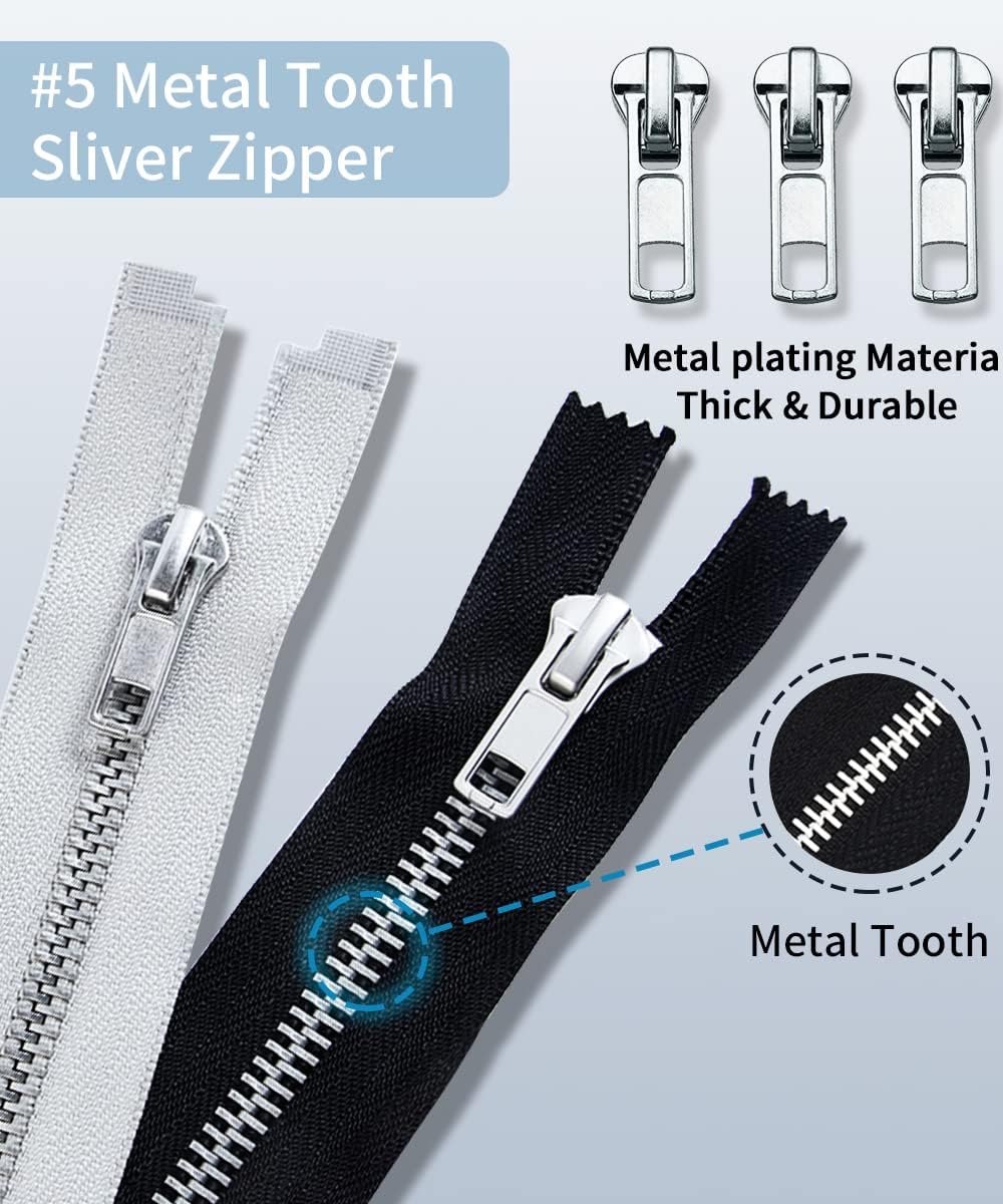 Zipper Repair Kit - Universal #5 Slider Replacement Kit | 52 Pcs for Jackets, Coats & More