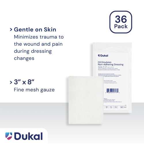 Dukal 224 Oil Emulsion Dressing, 5" x 9", Pack of 12