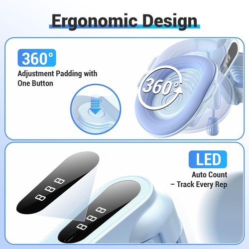 Thigh Trainer with Resistance Adjustment, Pelvic Floor Exercise Devices with LED Display, Inner Thigh Exerciser with Soft EVA Padding, Kegel Exerciser for Women Home, Blue