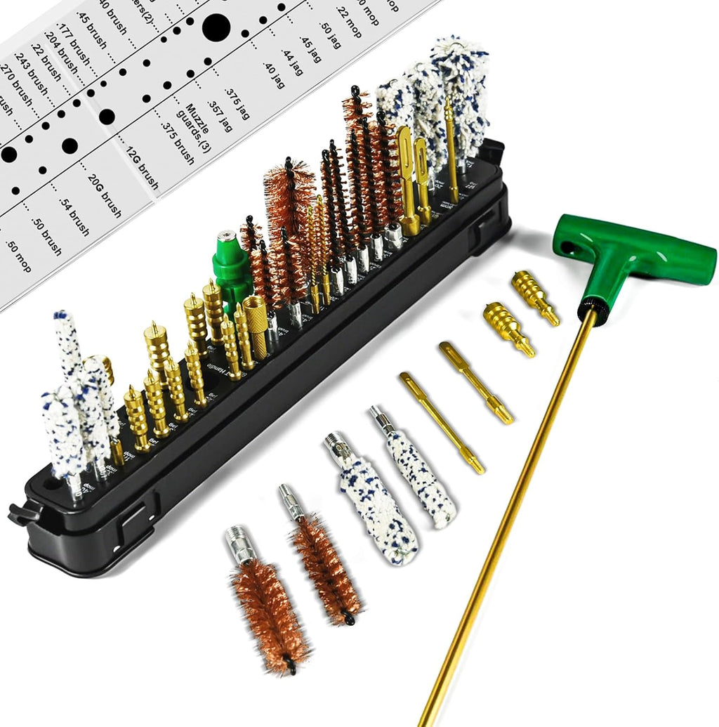 Universal Gun Cleaning Kit - Compact Pack for Handgun, Pistol, Rifle & Shotgun - Fits .22 to 12Ga