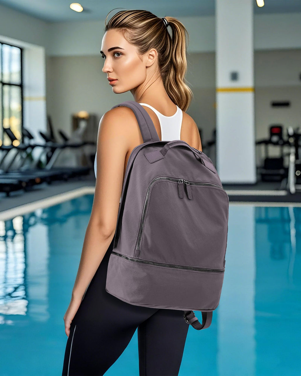 VENATIN Gym Backpack for Women Waterproof Small Gym Bag With Shoe Compartment Sports Essentials Cheer Backpack with Wet Dry Pocket,Purple