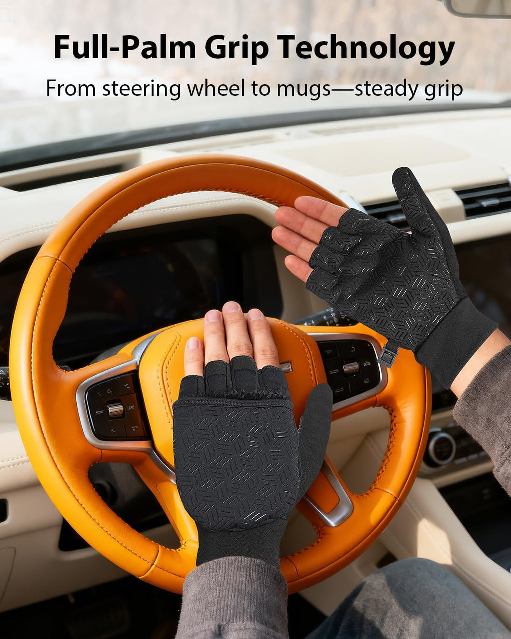 RIGWARL Winter Fingerless Gloves - Convertible Mittens with Hand Warmer Pocket for Men & Women