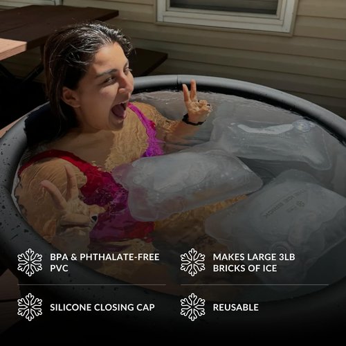 3-Pack Ice Brick, Reusable 3 lb Ice Blocks for Cold Plunge, Long-Lasting Cooling for Colder Water Longer, Durable Refillable Ice Bricks, Fill to 90% Max, The Pod Company