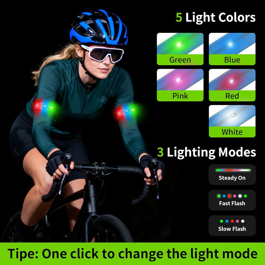 Skiennix Rechargeable LED Armband - High Visibility Reflective Running Lights for Night Jogging & Cycling