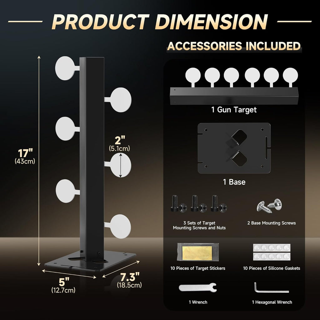 Skiennix Metal Swing Shooting Target Stand - Heavy Duty Alloy Steel with 6 Steel Plates | 180° Rotation