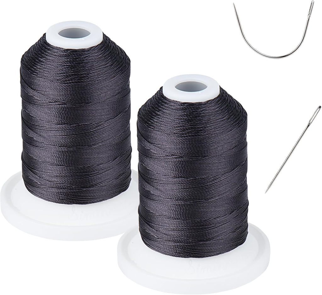 Simthread UV Resistant Heavy Duty Outdoor Thread - 100% Polyester Bonded Tex 69 (12wt) - 250 Yards x 2 Spools | NP-Black