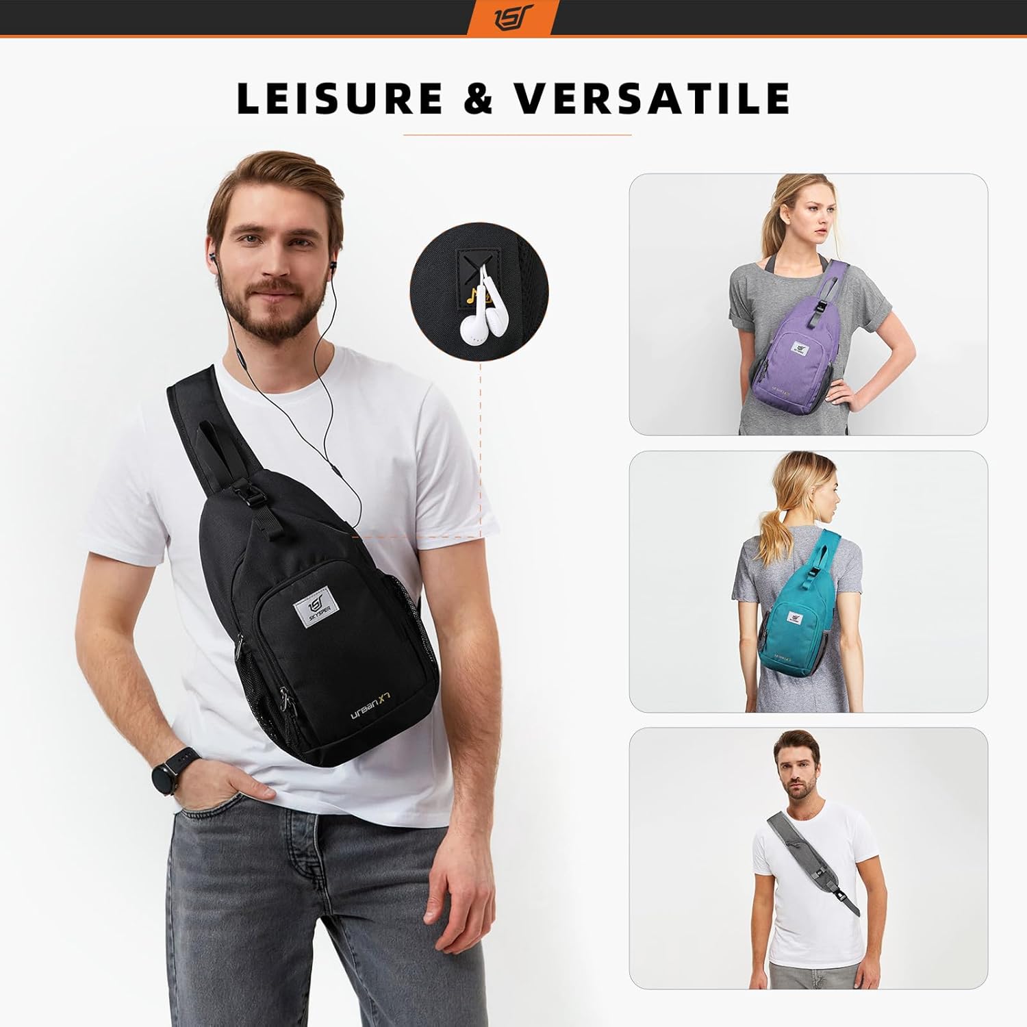 SKYSPER Sling Bag - RFID Crossbody Backpack for Men & Women | 18L Capacity - Black
