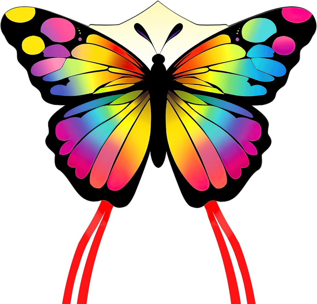 Skiennix Colorful Butterfly Kite - Easy to Fly for Kids & Adults | Perfect for Parks & Beach, 50M String Included