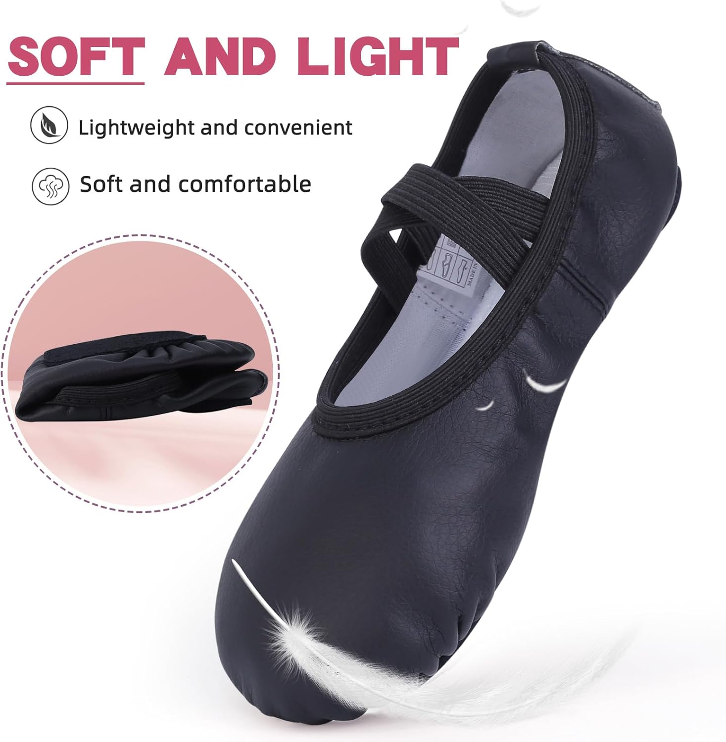 Skiennix Girls Ballet Shoes - Soft Leather Slippers for Toddlers, Little & Big Kids