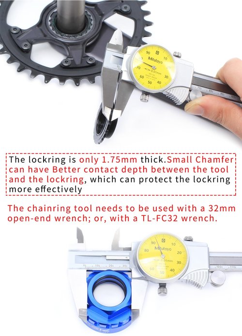 Chrisphil 12-Speed Bicycle Chainring Lock Ring Removal Tool, Direct-Mount Chainring Service Tool - 12-Speed Crankset Lockring Adapter with Anti-Slip Design