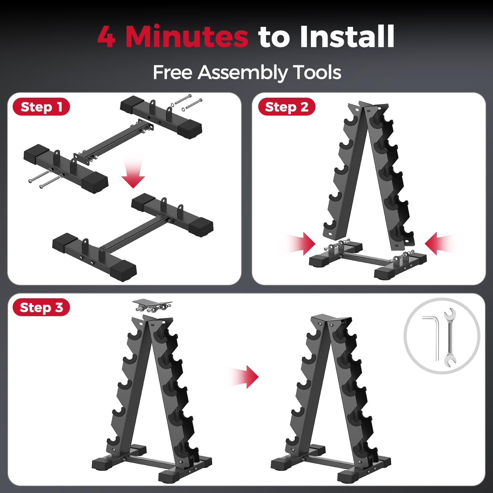 AKYEN A-Frame Dumbbell Rack Stand Only, Weight Rack for Dumbbells Compact Home Gym Space Saver, 480/800LBS Weight Capacity