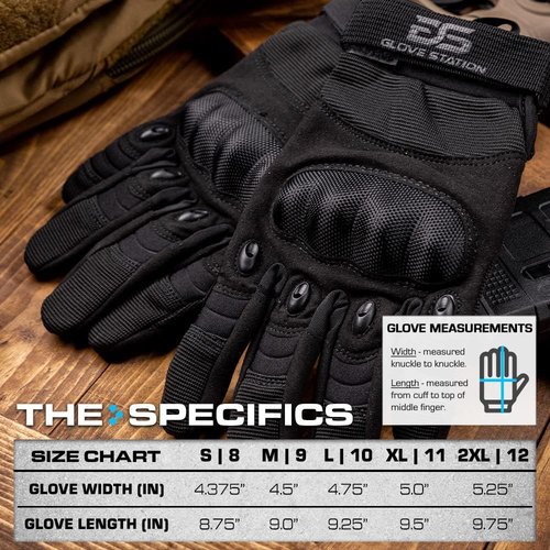 Glove Station Touchscreen Utility Gloves for Men - Hard Knuckle Protection for Motorcycle & Outdoor Work | Black XX-Large