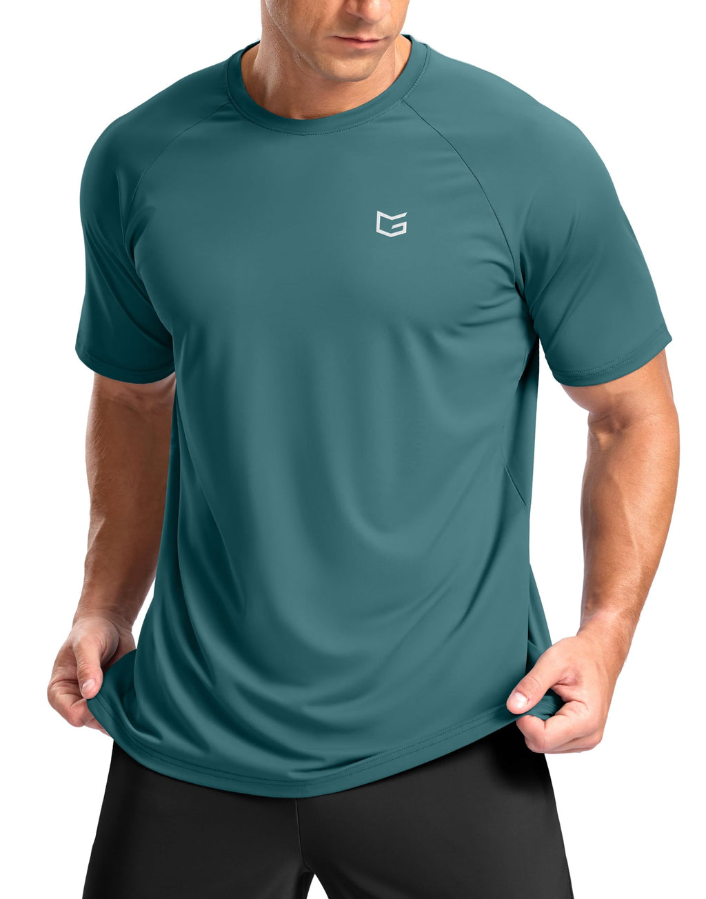 G Gradual Men's Athletic Workout T-Shirts Moisture Wicking Cooling Running Shirts Short Sleeve Performance Tee for Gym Tennis(Teal,XL)