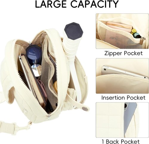 CLUCI Pickleball Bag for Women, Quilted Crossbody Bags for Women Men, Puffer Travel Sling Bag