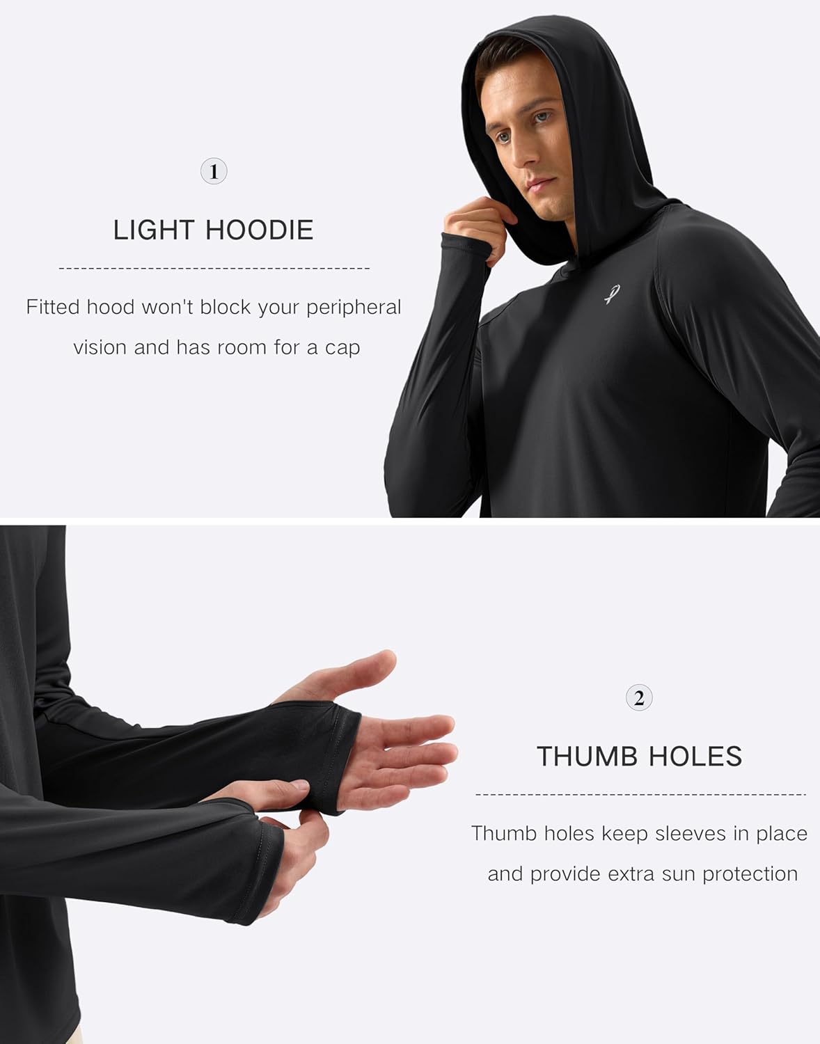 Pudolla Men's UPF 50+ Sun Protection Hoodie - Long Sleeve Rash Guard for Fishing & Outdoor Activities