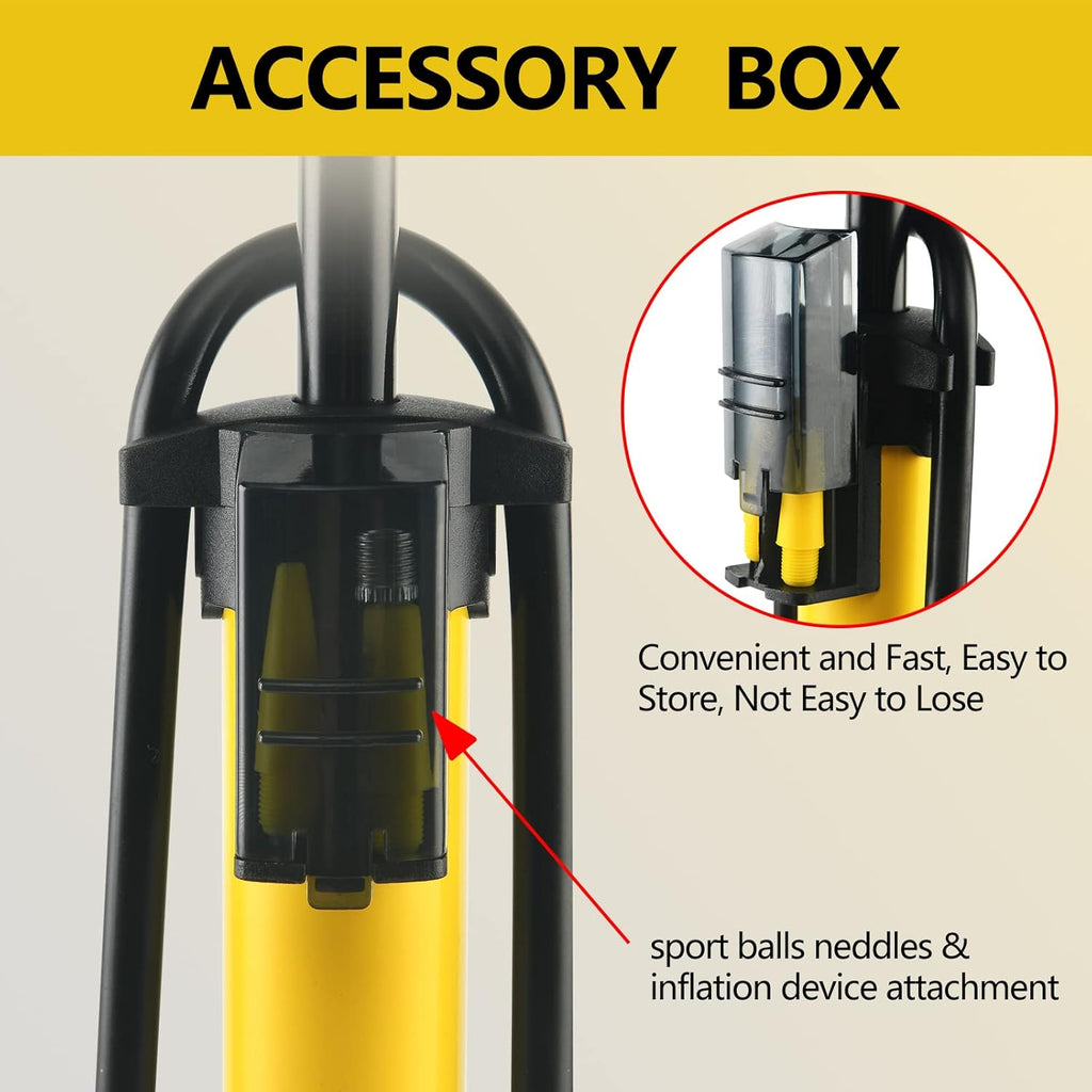 TOOLITIN Floor Bike Pump - 160 PSI High Pressure with Gauge | Compatible with Presta & Schrader Valves