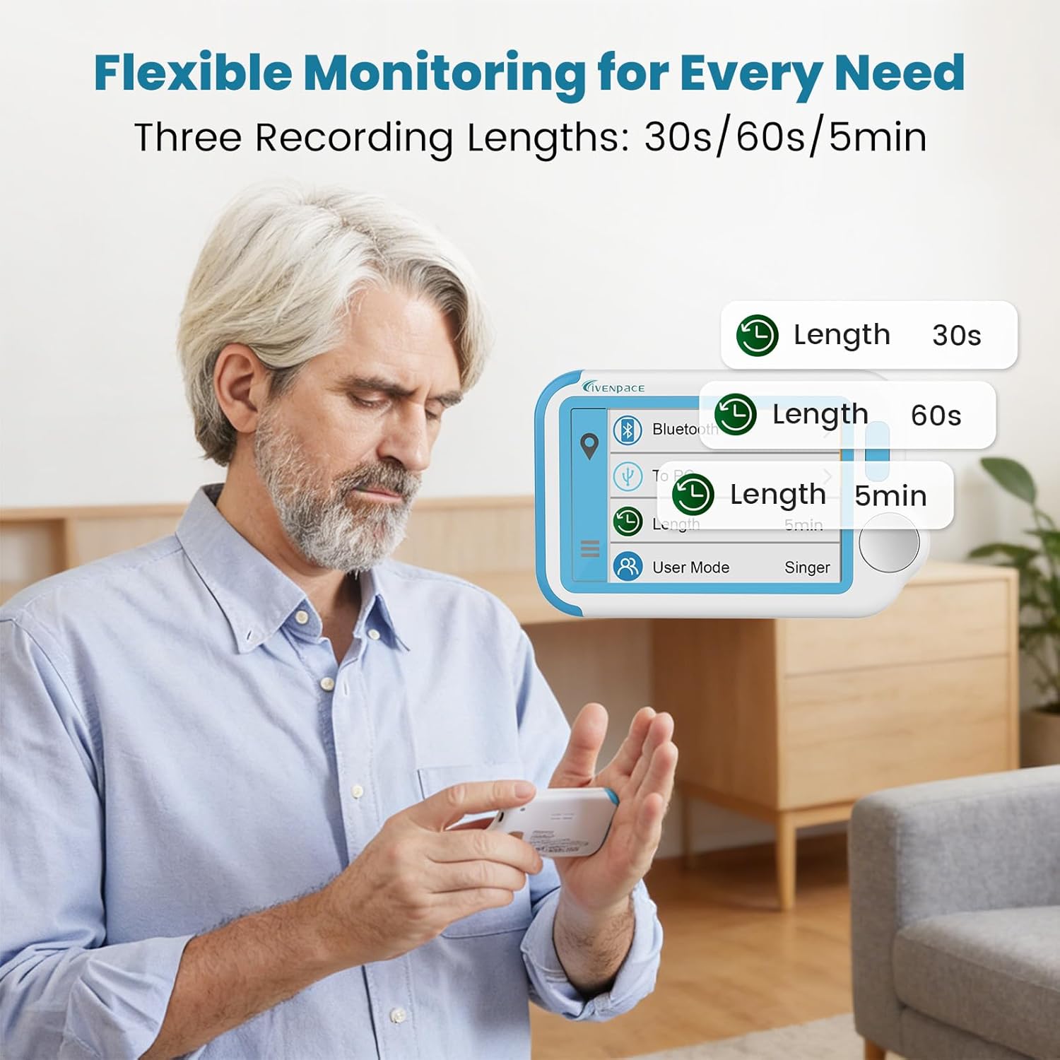 Skiennix Heart Monitor - Portable Touch Screen Device for Home Use | Rechargeable, PC & Smartphone Compatible