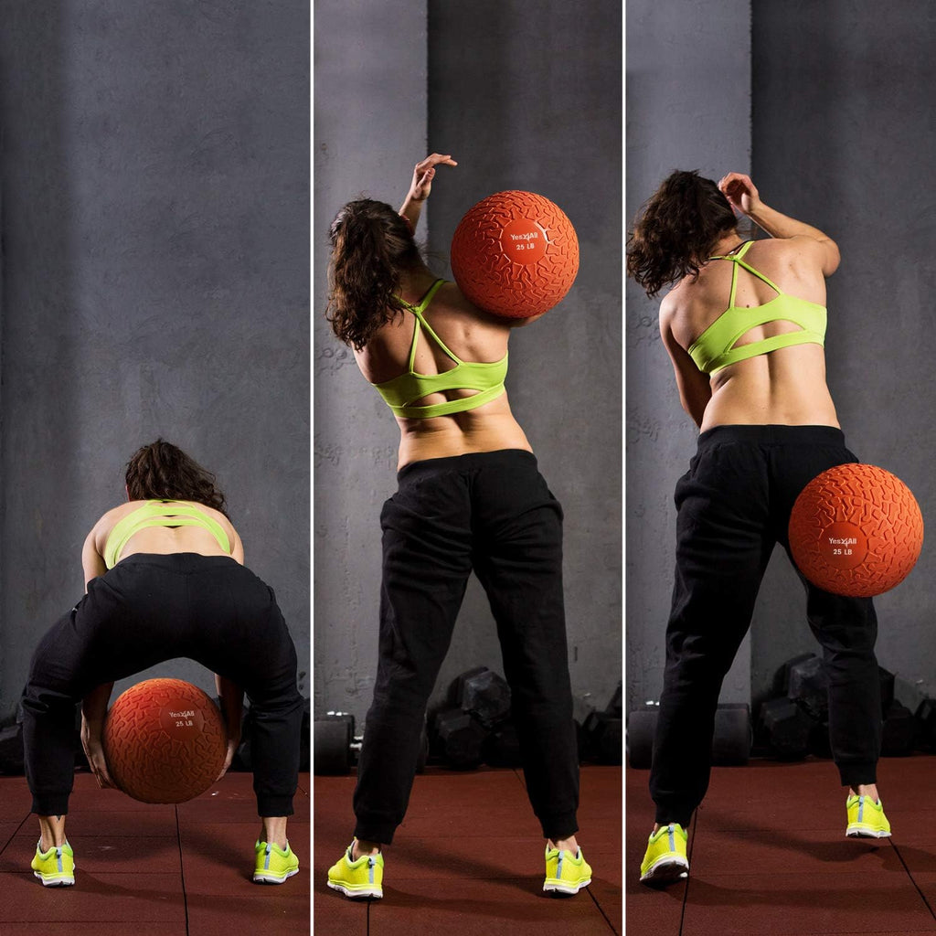 Yes4All Slam Balls - Durable 10-40lb Weighted Core Strength Training Ball | PVC Sand-Filled
