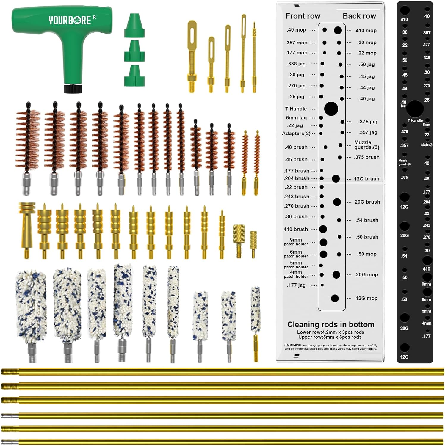 Universal Gun Cleaning Kit - Compact Pack for Handgun, Pistol, Rifle & Shotgun - Fits .22 to 12Ga