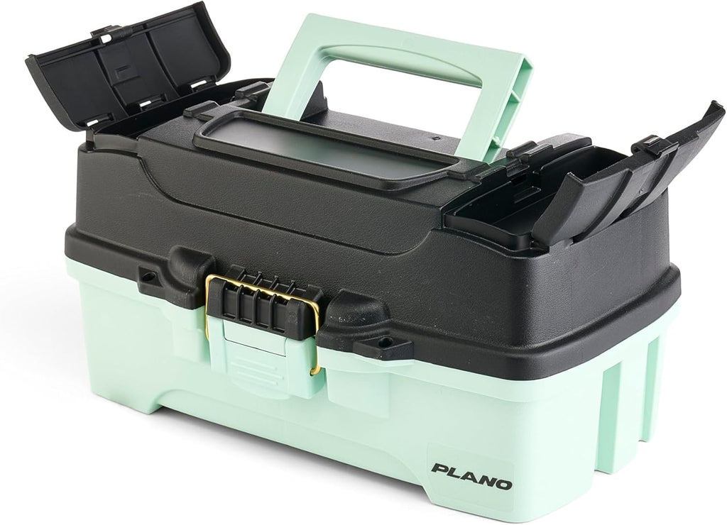 Plano | Catch All One-Tray Tackle Box Kit - Rust-Proof Brass Latch, Deep Storage, Black/Blue