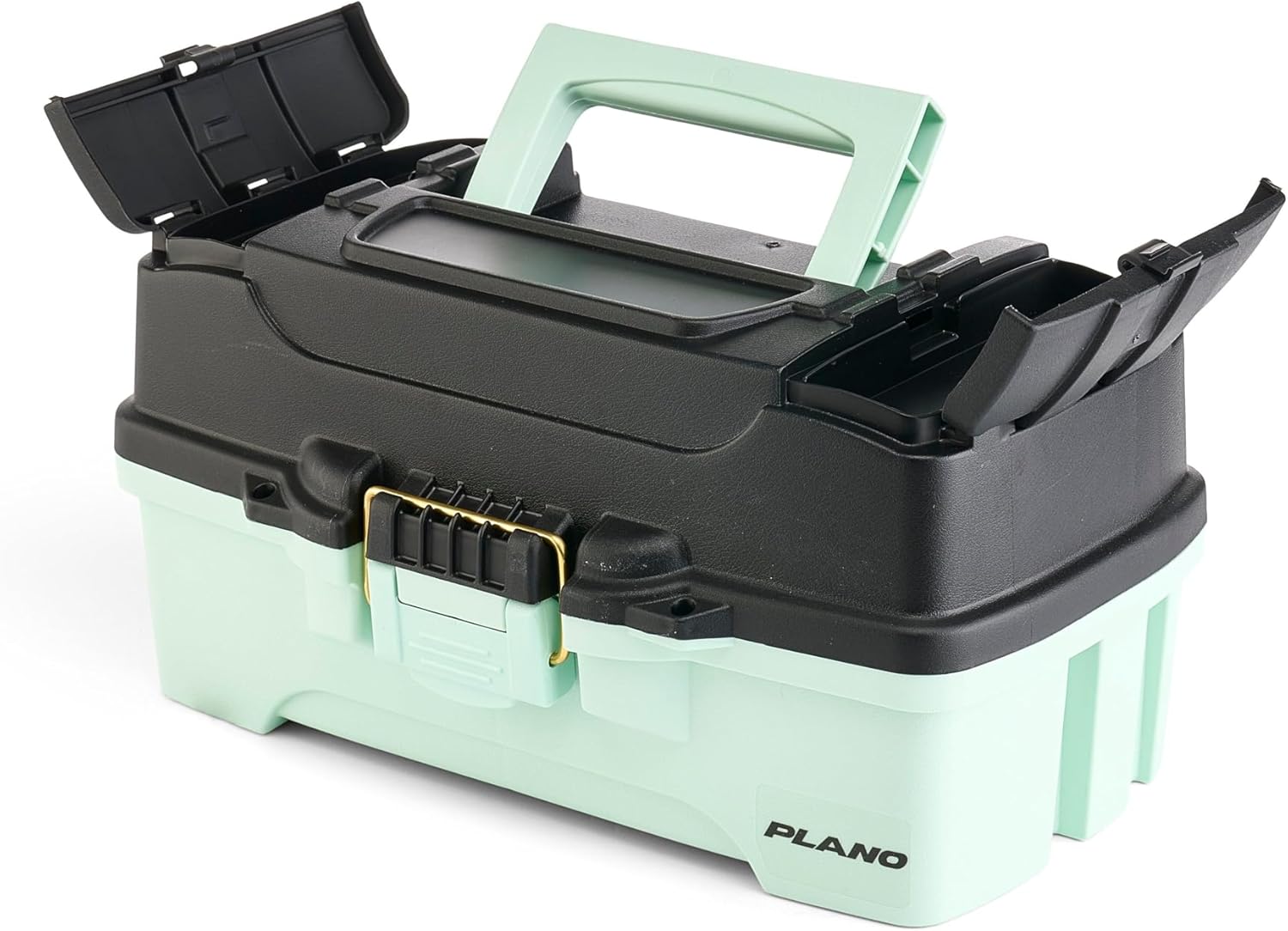 Plano | Catch All One-Tray Tackle Box Kit - Rust-Proof Brass Latch, Deep Storage, Black/Blue