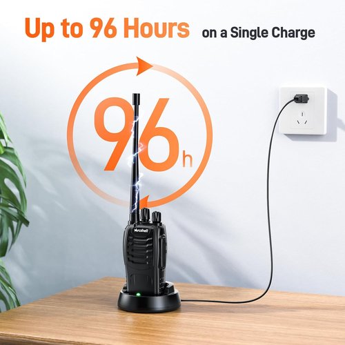 Arcshell AR-5 Rechargeable Two-Way Radios - Long Range Walkie Talkies with Earpiece | 2 Pack, Li-ion Battery & Charger Included
